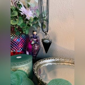 Obsidian Pendant with Labradorite